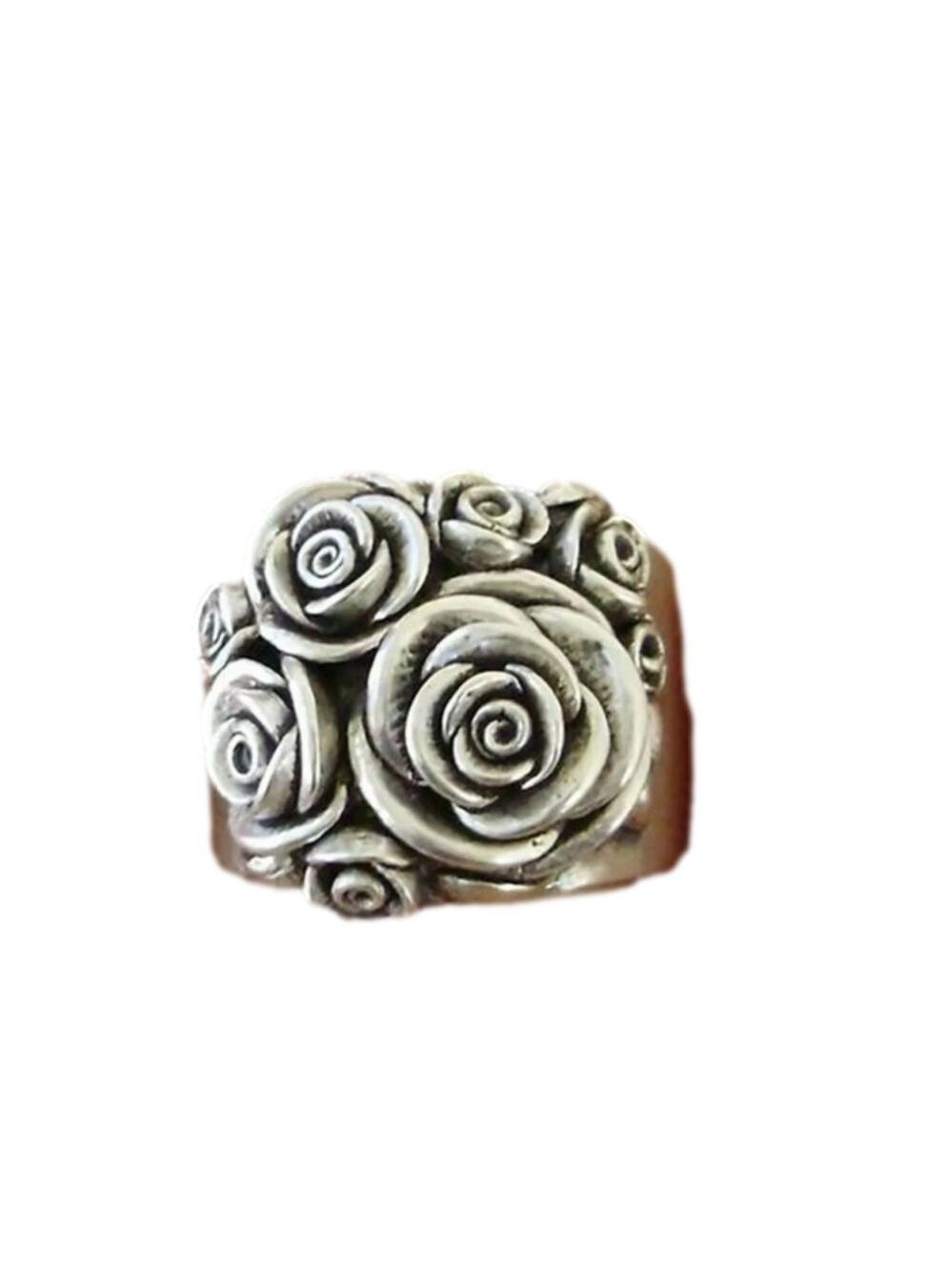 Sterling Silver Rose Ring Womens
